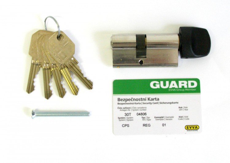 Vložka bezpečnostní s knoflíkem GUARD CPS 36/31K nikl - Vložky,zámky,klíče,frézky Vložky cylindrické Vložky bezpečnostní